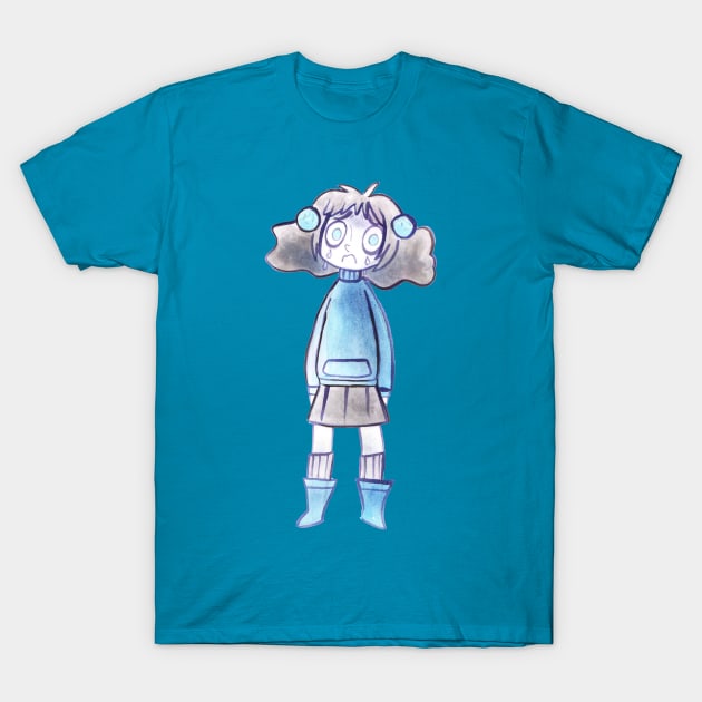 Sad Blue Girl T-Shirt by saradaboru